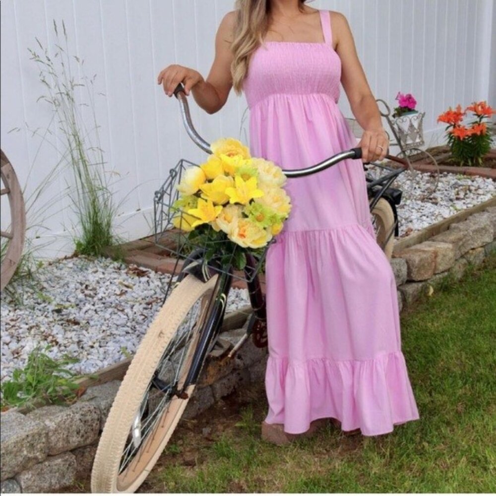 Zara Pink Poplin Sleeveless Maxi Dress Size Large